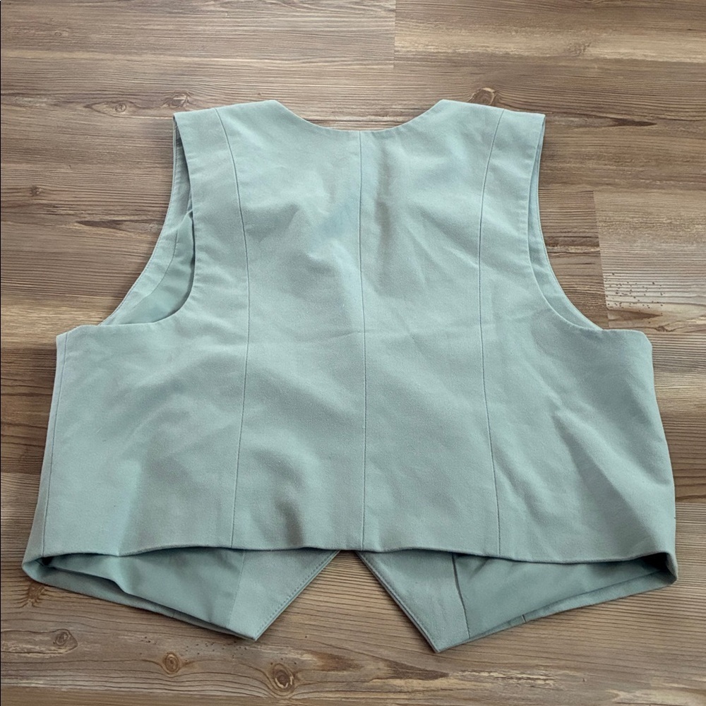 Open Edit Structured Vest Seafoam green 5 Button Women L Office Career Workwear - Picture 8 of 11